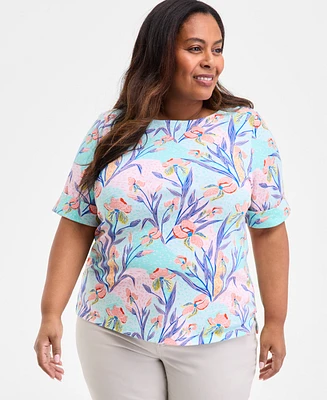Style & Co Plus Size Printed Crewneck Top, Exclusively at Macy's