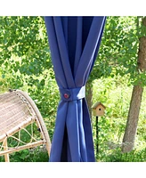 101 x 83 Inch Indoor/Outdoor Blackout Curtain with Grommet Top - Includes Tieback Blue Single Panel