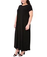 Msk Plus Round-Neck Short-Sleeve Maxi Dress