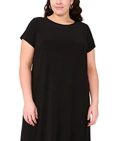 Msk Plus Round-Neck Short-Sleeve Maxi Dress