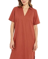 London Times Women's Spread-Collar Short-Sleeve Dress