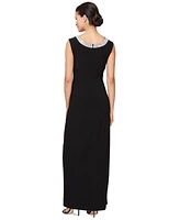 Alex Evenings Petite Embellished Collar Jersey Formal Dress