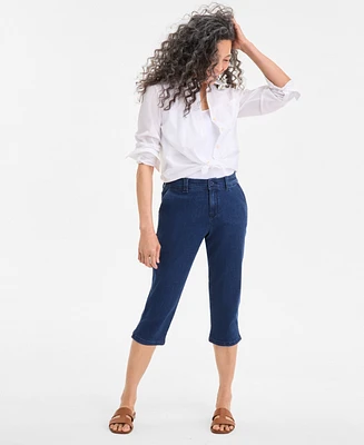 Style & Co Women's Chambray Mid-Rise Comfort Waist Capris, Exclusively at Macy's