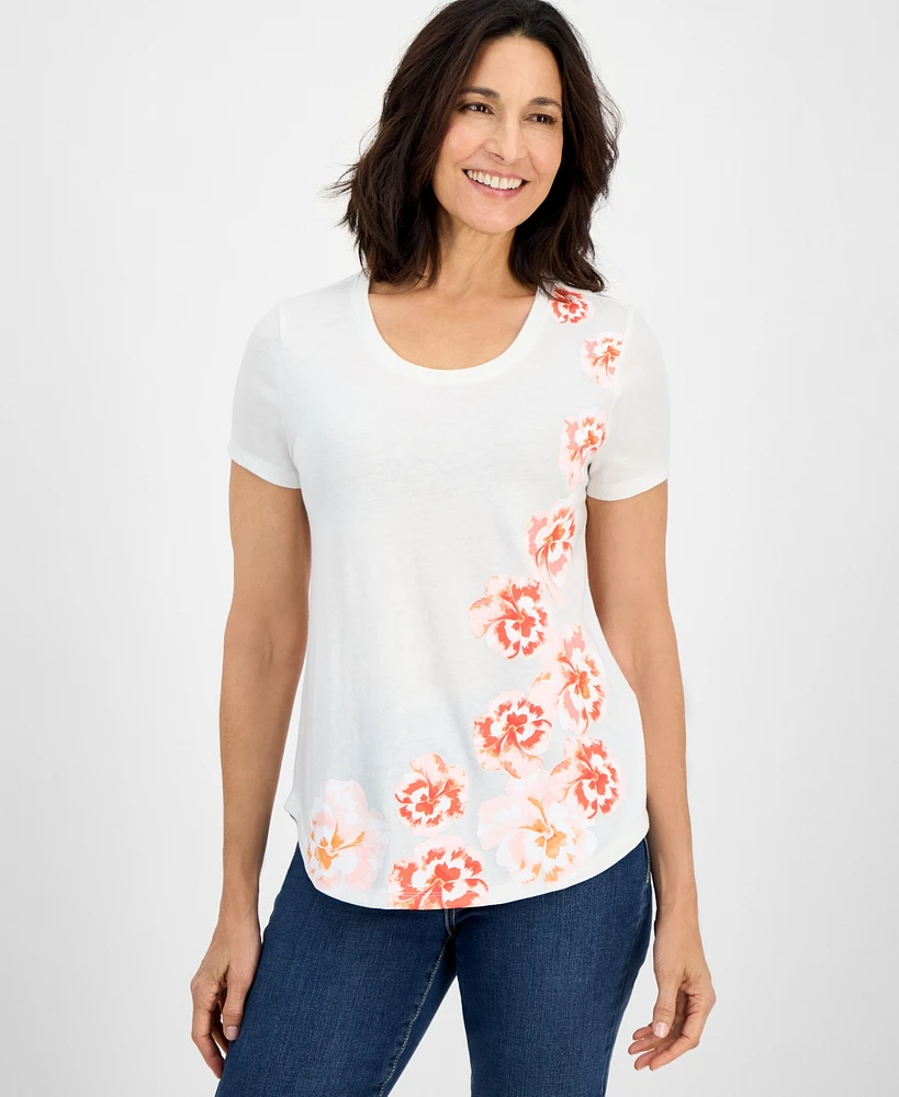 Style & Co Women's Glory Floral-Print Crewneck T-Shirt, Exclusively at Macy's