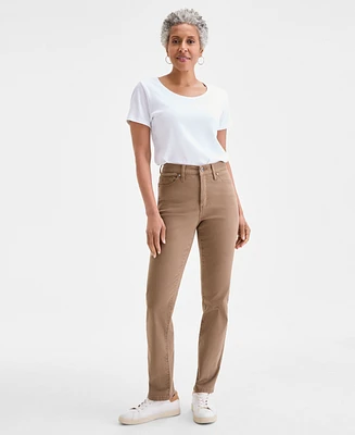 Style & Co Petite High Rise Natural Straight-Leg Jeans, Created for Macy's