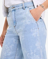 Style & Co Women's Printed Cropped Wide-Leg Jeans, Exclusively at Macy's