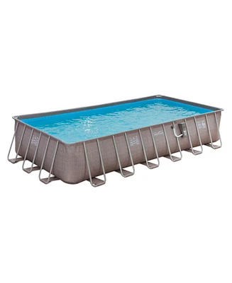 Summer Waves 24ft x 12ft x 52in Rectangle Above Ground Frame Swimming Pool Set
