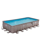 Summer Waves 24ft x 12ft x 52in Rectangle Above Ground Frame Swimming Pool Set