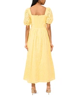 CeCe Women's Square-Neck Bubble-Sleeve Cotton Dress