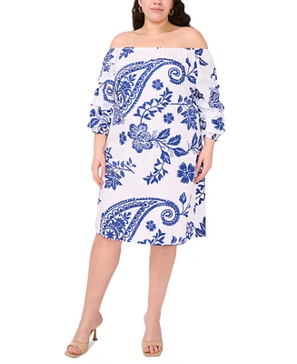 Msk Plus Cotton Off-The-Shoulder Shift Dress