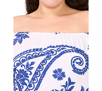 Msk Plus Cotton Off-The-Shoulder Shift Dress