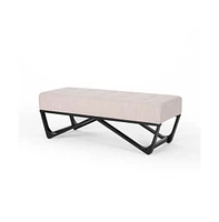 Upholstered Bench with Black Geometric Legs and Modern Bentwood Frame for Living Room or Bedroom-The Pop Home