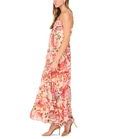 Msk Petite Printed V-Neck Sleeveless Tiered Maxi Dress
