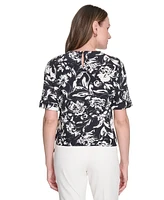 Tommy Hilfiger Women's Floral Tie-Waist Short-Sleeve Top