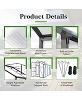 6x8 Ft Aluminum Polycarbonate Greenhouse, Windproof, Heavy Duty