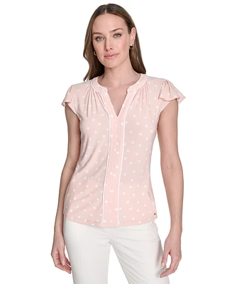 Tommy Hilfiger Women's Dot-Print Flutter-Sleeve Blouse