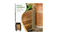 Rustic Wooden Flower Shelf with Integrated Planter Space