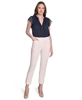 Tommy Hilfiger Women's Pinstripe Mid Rise Slim-Leg Pants