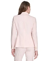Tommy Hilfiger Women's Pinstripe Notched Collar One-Button Blazer