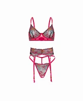 Oh La Cheri Women's Saracita Lace 3 Piece Bra Set