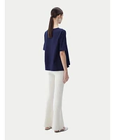 Gobi Cashmere Women's Box-Cut Cotton Silk Blend T-Shirt