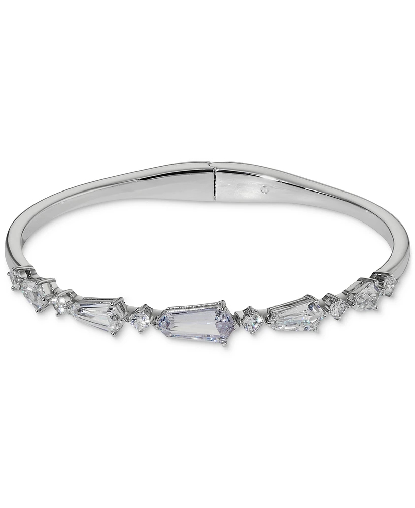 Eliot Danori Silver-Tone Cubic Zirconia Bangle Bracelet, Exclusively at Macy's