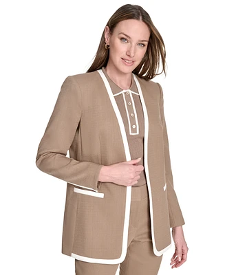 Tommy Hilfiger Women's Framed Collarless Open-Front Blazer