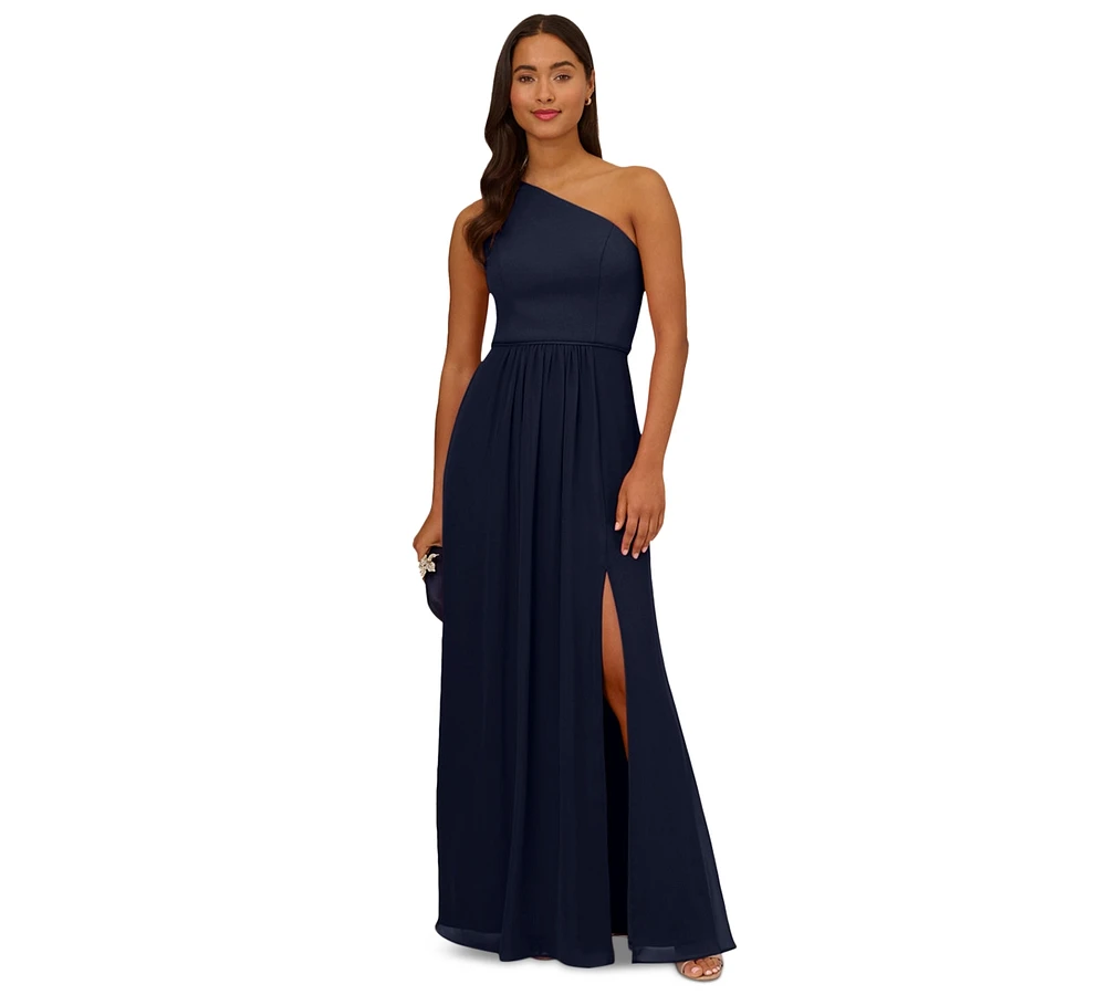 Adrianna Papell One-Shoulder Chiffon Gown