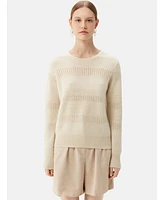 Gobi Cashmere Women's Mixed Pattern Cashmere Crewneck Sweater