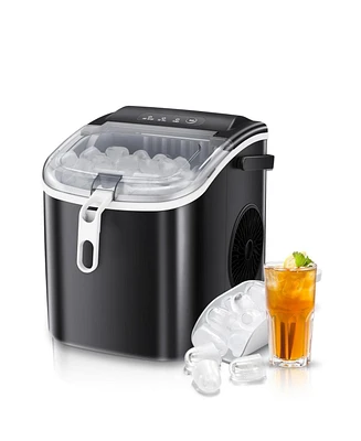 Zafro Nugget Ice Makers Countertop with Soft & Chewable Pellet Portable Self-Cleaning Compact Machine 44Lbs/24H Scoop and Basket