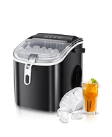 Zafro Nugget Ice Makers Countertop with Soft & Chewable Pellet Portable Self-Cleaning Compact Machine 44Lbs/24H Scoop and Basket