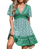 Cupshe Women's Bohemian Breeze Paisley Mini Beach Dress