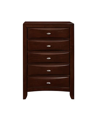 Solid Wood Five-Drawer Dresser with Mirrored Accents for Bedroom Storage