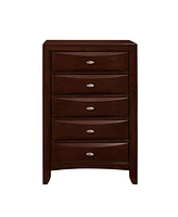 Solid Wood Five-Drawer Dresser with Mirrored Accents for Bedroom Storage