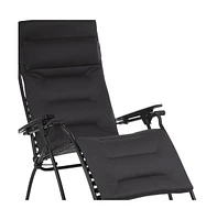 Reclining Steel Zero Gravity Chair with Cushion for Lawn Deck and Poolside