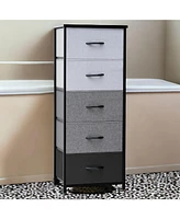 Lightweight Steel and Fabric Chest with Five Drawers for Small Spaces