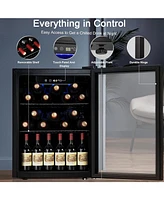 Zafro Freestanding Wine Cooler & Beverage Refrigerator, Holds 16 Bottles & 68 Cans, Digital Temperature Control, Blue Led Lighting, 1.7 Cu.Ft. for Hom