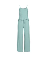 Lands' End Women's Pointelle 2 Piece Pajama Set - Cami and Wide Leg Pants