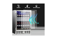 Zafro 24 Inch Wine Refrigerator, 5.1 Cu Ft Freestanding or Built-in Wine Fridge, Under Counter Stainless Steel Beverage Cooler with Glass Door