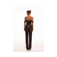 Milla Women's Striking black sequined fitted maxi dress