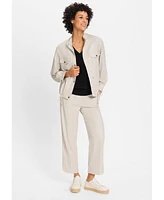Olsen Women's Funnel Neck Linen Blend Jacket