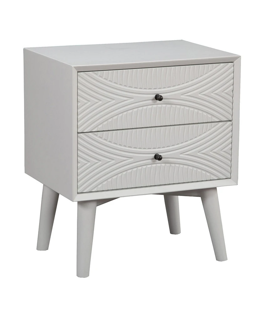 Modern Groovy 1-Drawer Wood Nightstand for Small Spaces