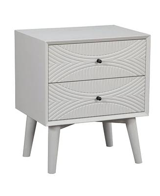 Modern Groovy 1-Drawer Wood Nightstand for Small Spaces
