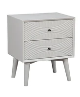 Modern Groovy 1-Drawer Wood Nightstand for Small Spaces