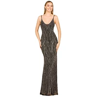 Lara Women's V-Neck Fitted Gown