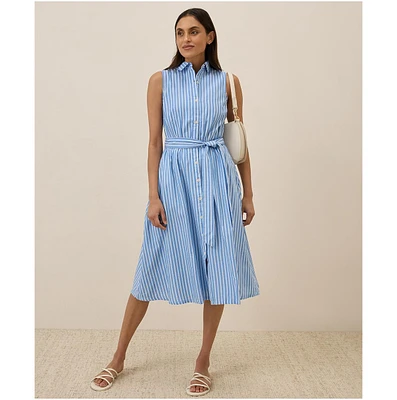 Pact Women's Organic Cotton Sunset Lightweight Sleeveless Shirtdress