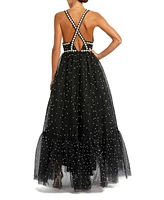 Mac Duggal Women's Pearl Beaded High Low Gown