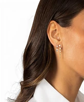 By Adina Eden Cubic Zirconia Bezel Graduated Drop Stud Earrings