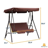 Patio Swing Outdoor Porch Swing Chair for Adults with Removable Cushion 2 Seat Large Converting Canopy Swing Glider for Garden Backyard Deck
