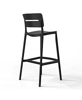 Stackable Polypropylene Resin Plastic Outdoor Patio Bar Stools (Set of 2)